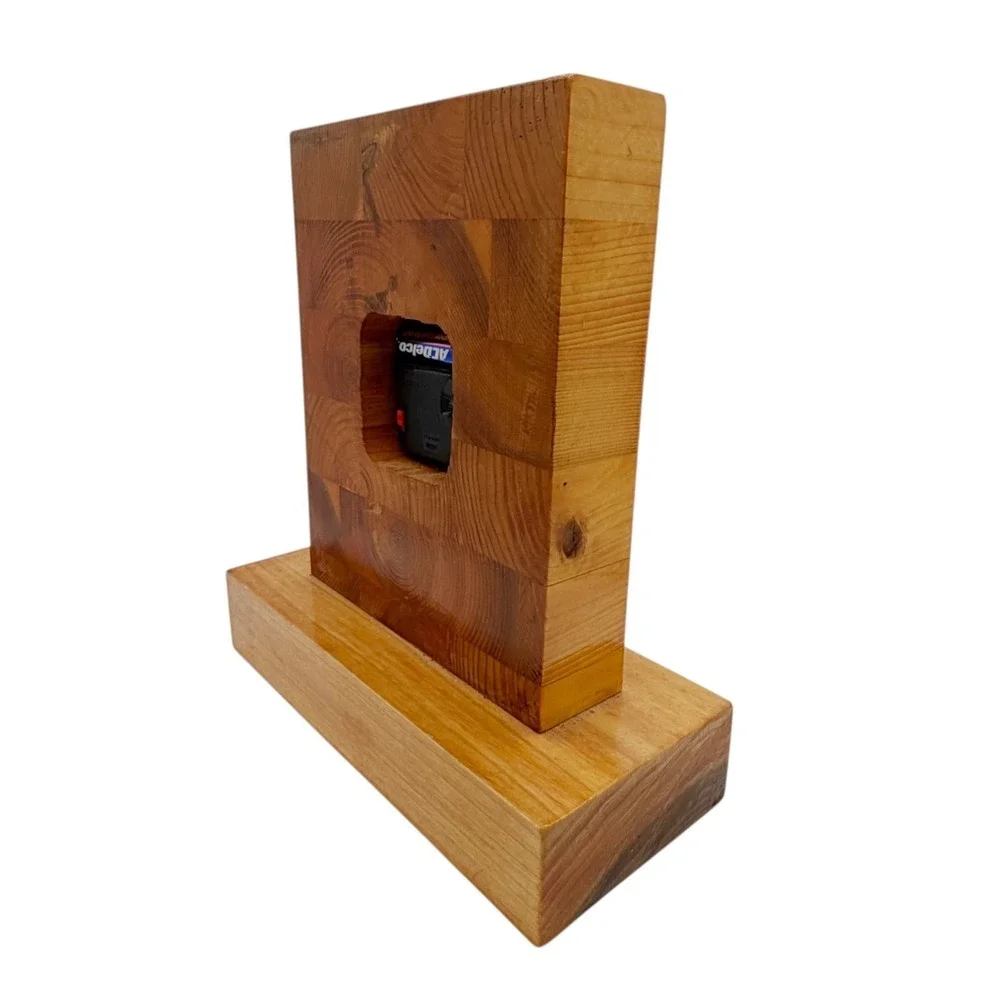 Rustic Handmade Butcher Block Wood Desk Clock Quartz‎ Farmhouse Lodge Decor